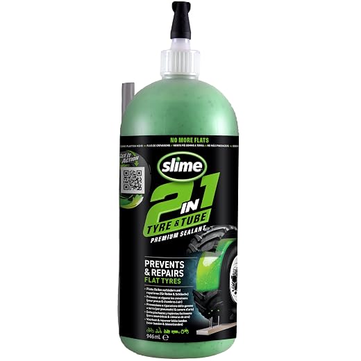 Slime 10194-51 2-in-1 Tire and Camera Sealant, Premium Puncture Repair Sealant, Prevent and Repair, Suitable for All Tires and Off-Road Cameras, 900 ml (32oz)