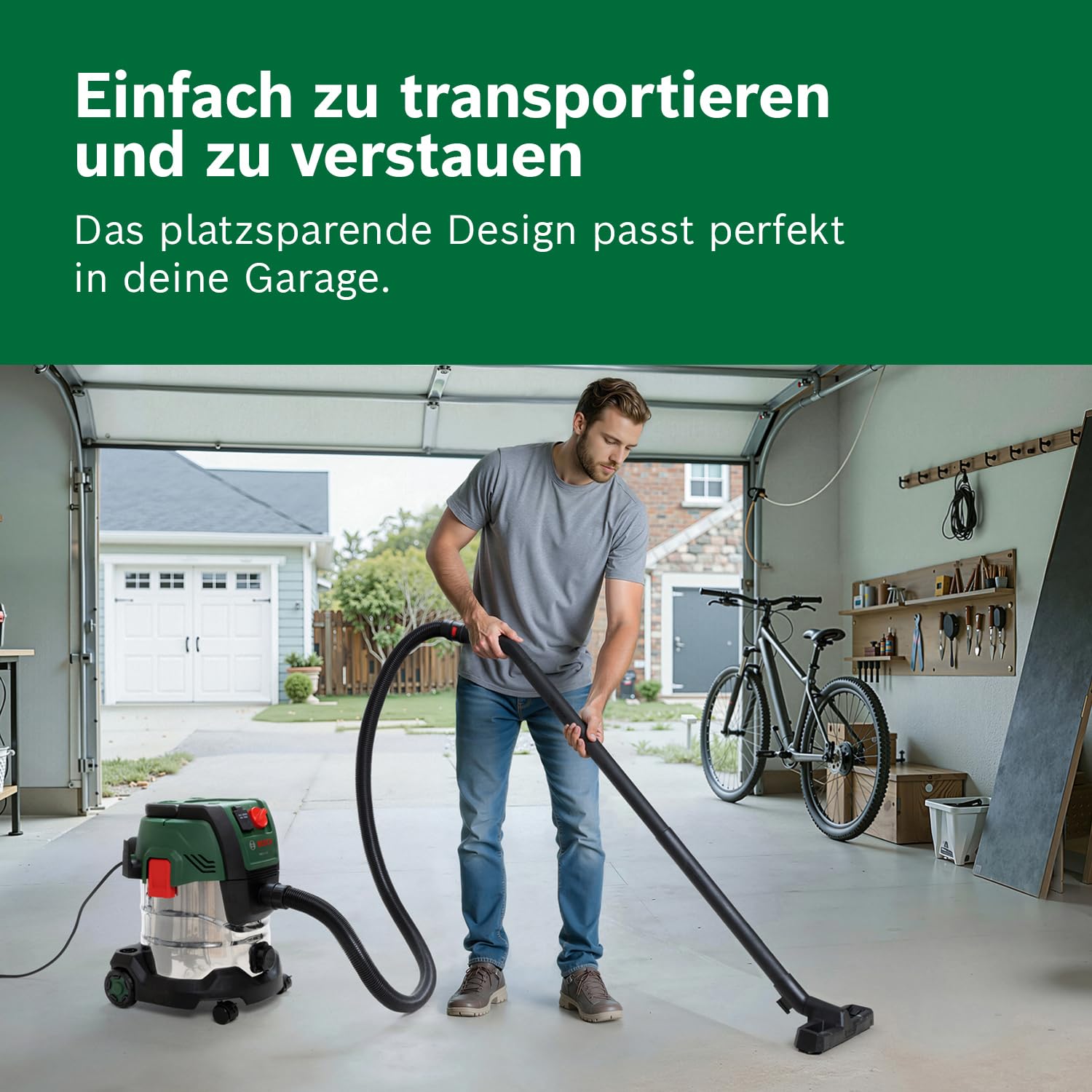 Bosch Nass- und Trocken Staubsauger PAS20-220P (Verlängerungsrohre (Kunststoff), Saugschlauch 2,2 m, Griff-/Winkelrohr, Boden-/Fugendüsen, Vliesbeutel (Uni), Flachfaltenfilter, UniversalAdapter)