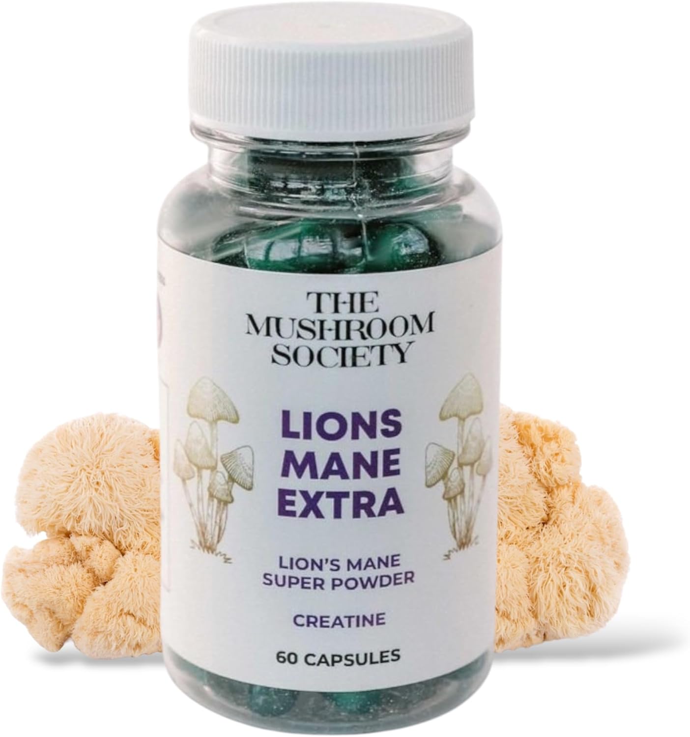 Lion’s Mane Extra Supplement - 1000 mg Lion’s Mane + 1000 mg Creatine – Mental & Physical Energy, Clarity & Performance - 60 Vegan Capsules