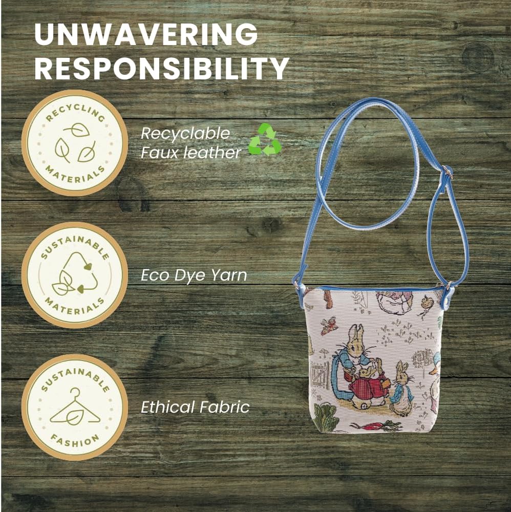 Signare Tapestry Peter Rabbit Design Small Crossbody Bag Sling Purse For Women (SLING-BP-PETER)
