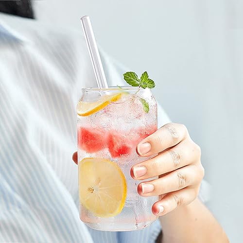 Miniatura 5 de Paquete de 8 popotes de vidrio transparente, reutilizables, con 2 cepillos de limpieza, popotes para batidos de leche, bebidas congeladas, batidos,