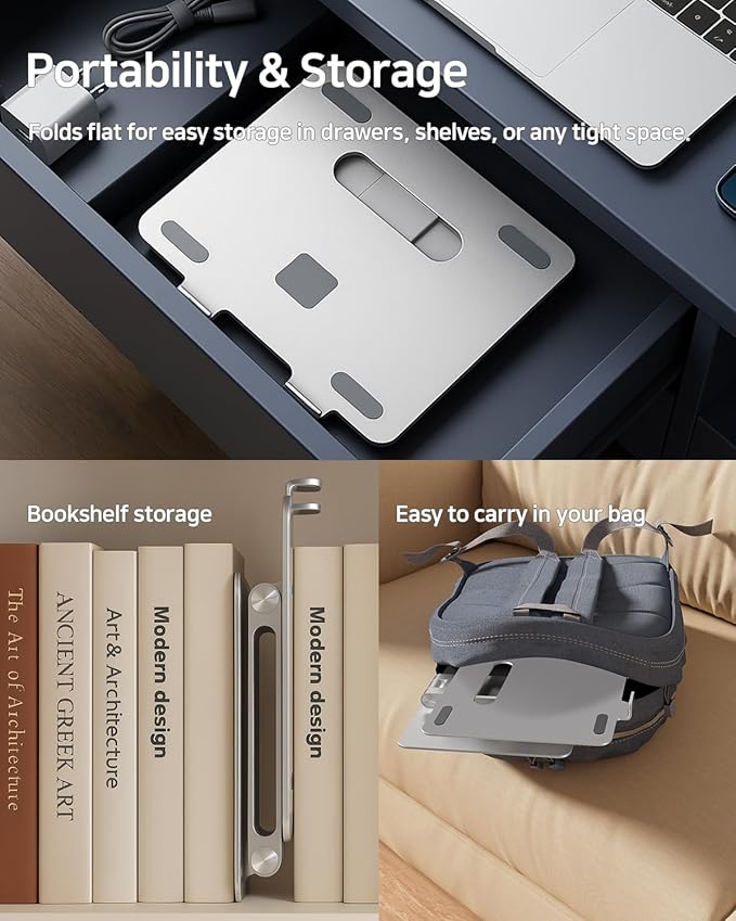 Soporte Ajustable para Laptop de Aluminio, Plateado, 10-17 Pulgadas miniatura 7