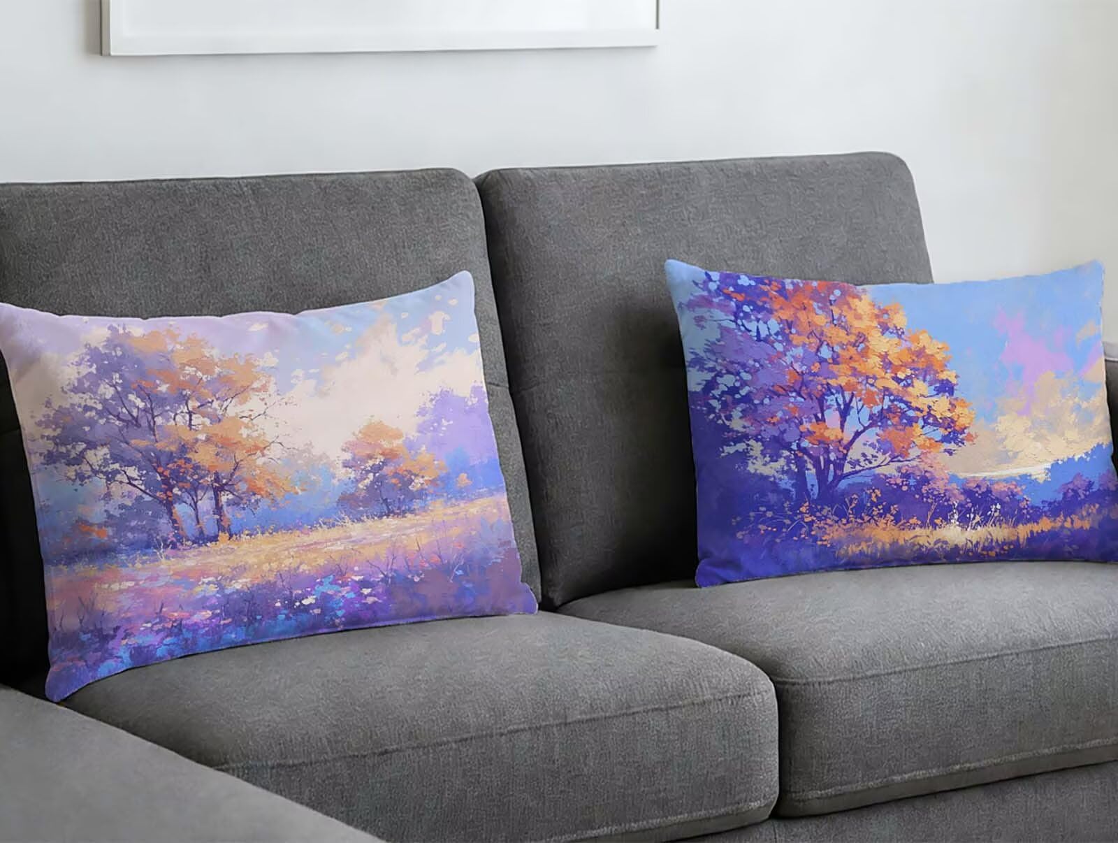 Taie oreiller 80x100 velours haut de gamme motif arbre lot de 2 O-370LQ