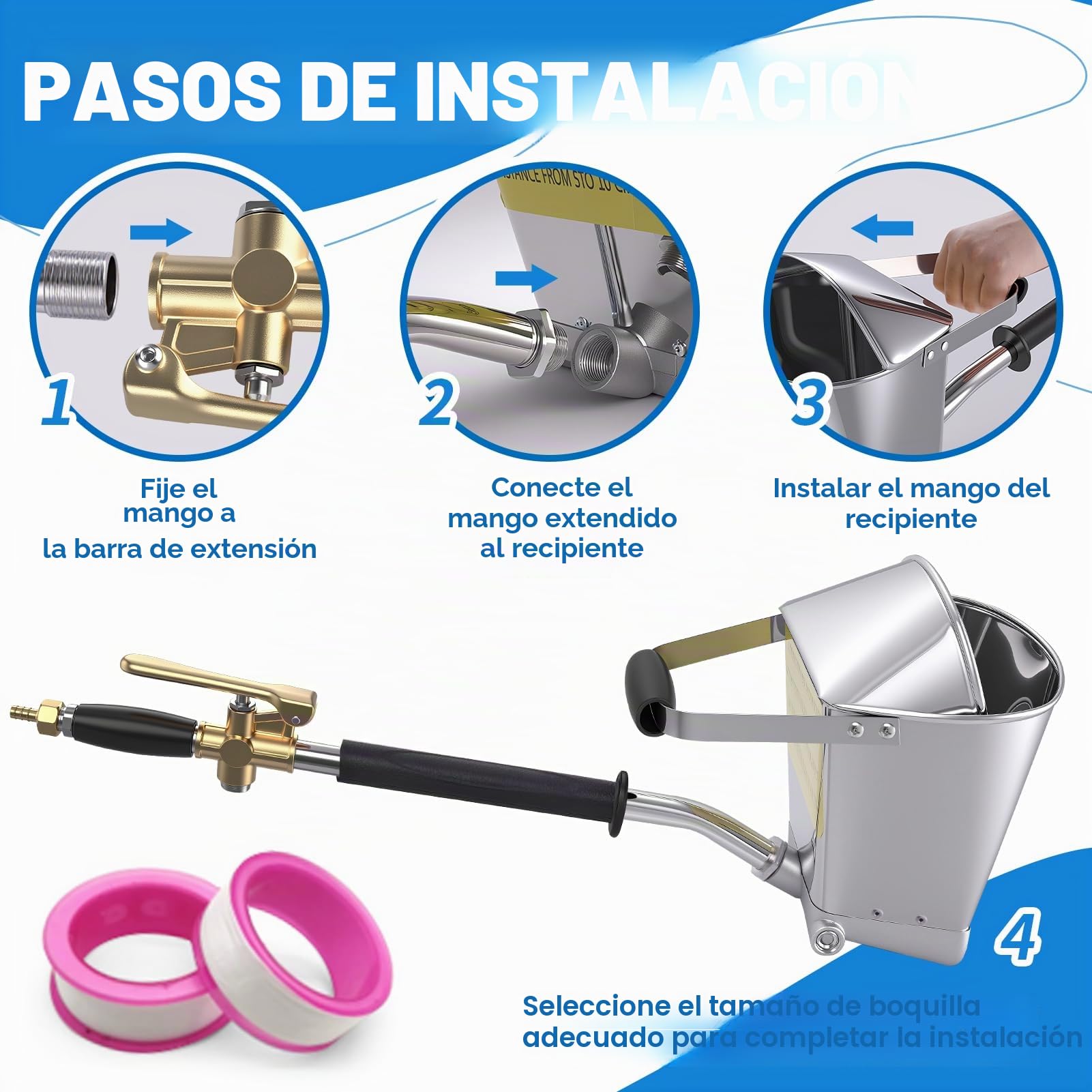 Pistola pulverizadora de mortero de cemento, 4 pistolas de limpieza de chorro, mortero de cemento, pistola de yeso, herramienta de pintura de pared, incluye 8 boquillas, 2 cintas adhesivas y un par de