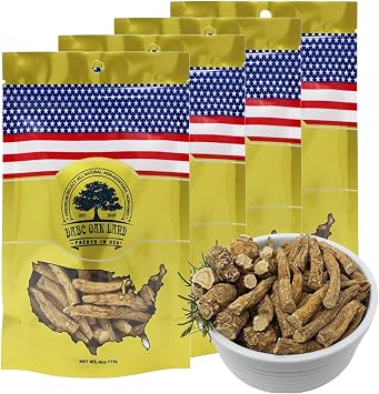 American Ginseng Slices from Wisconsin Sliced Ginseng Root Wisconsin Grown!Most People Use It to Make Ginseng Tea! Good for Health! American Ginseng Large Branch, 4 Packs of 1 Pound