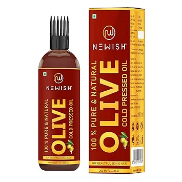 Newish Pure Cold Pressed Olive Oil For Hair and Skin,200ml (Olive Oil)