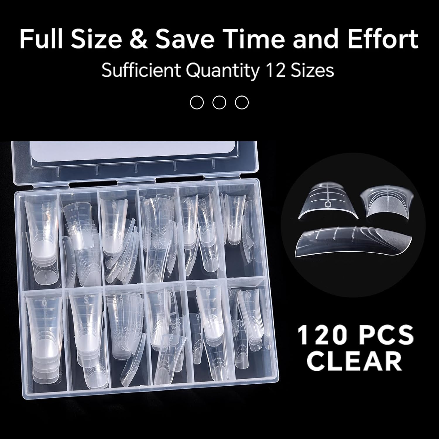 120Pcs Poly Extension Gel Dual Nail Form Clear 12 Sizes Duck False Nail Models Full Cover with Scale Solid Nail Gel Glue Manicure Design Tool Salon Home DIY, Duckbill Shape
