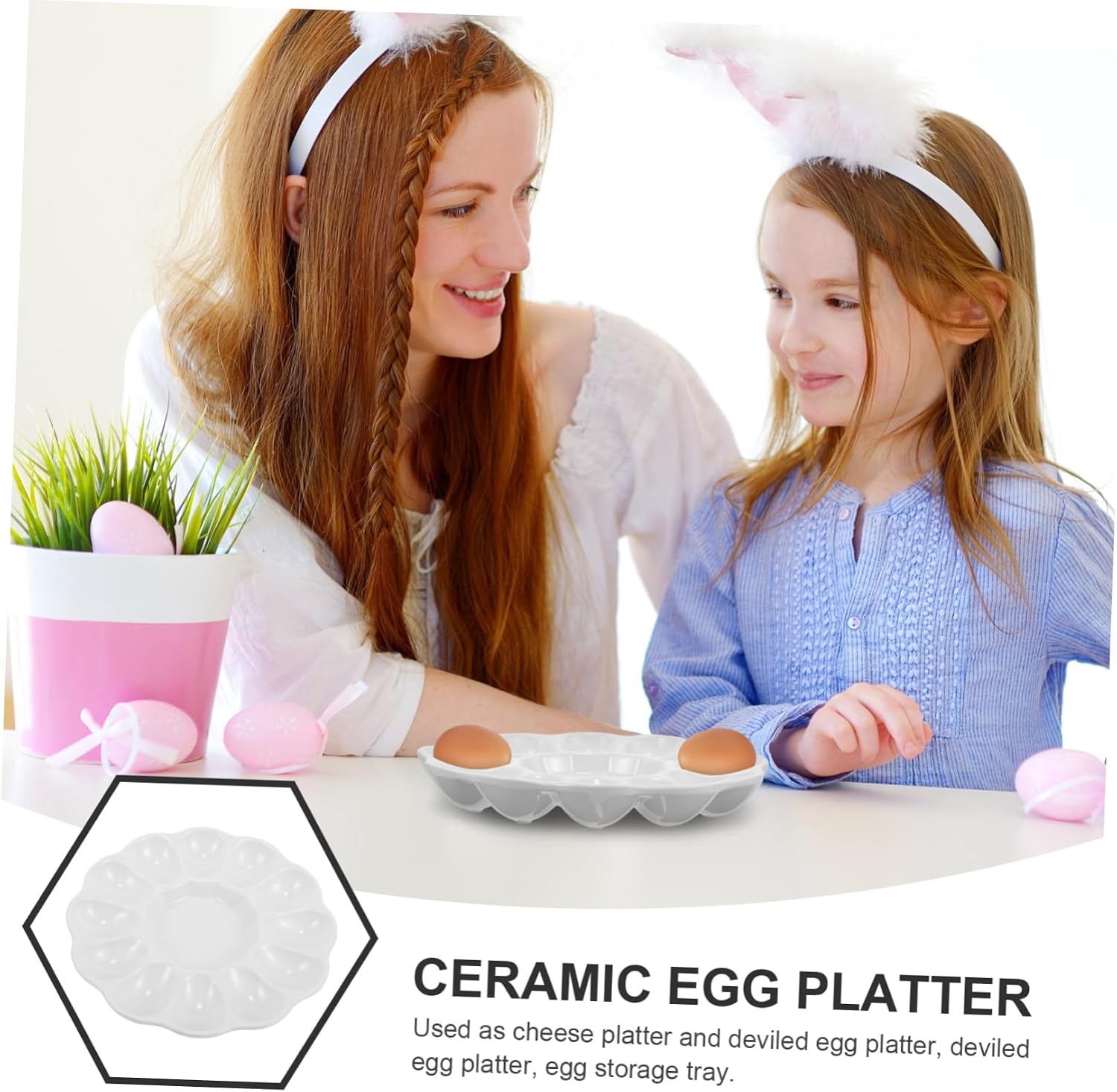 Easter Deviled Platter Ceramic Tray Compartments for Parties Home and Restaurants Versatile Display for and Appetizers