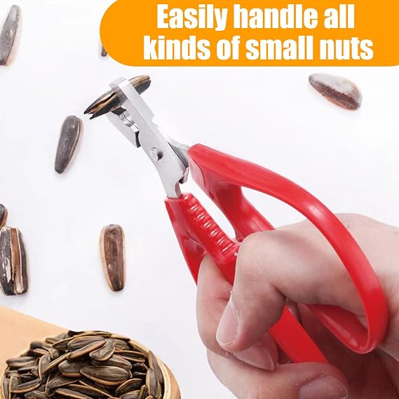 Red Pistachio Sheller & Nut Cracker Tool - Premium Stainless Steel Peeling Pliers for Easy Shell Removal - Convenient Hard Case Included - Specialty Kitchen Gadget