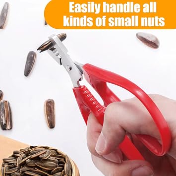 Red Pistachio Sheller & Nut Cracker Tool - Premium Stainless Steel Peeling Pliers for Easy Shell Removal - Convenient Hard Case Included - Specialty Kitchen Gadget