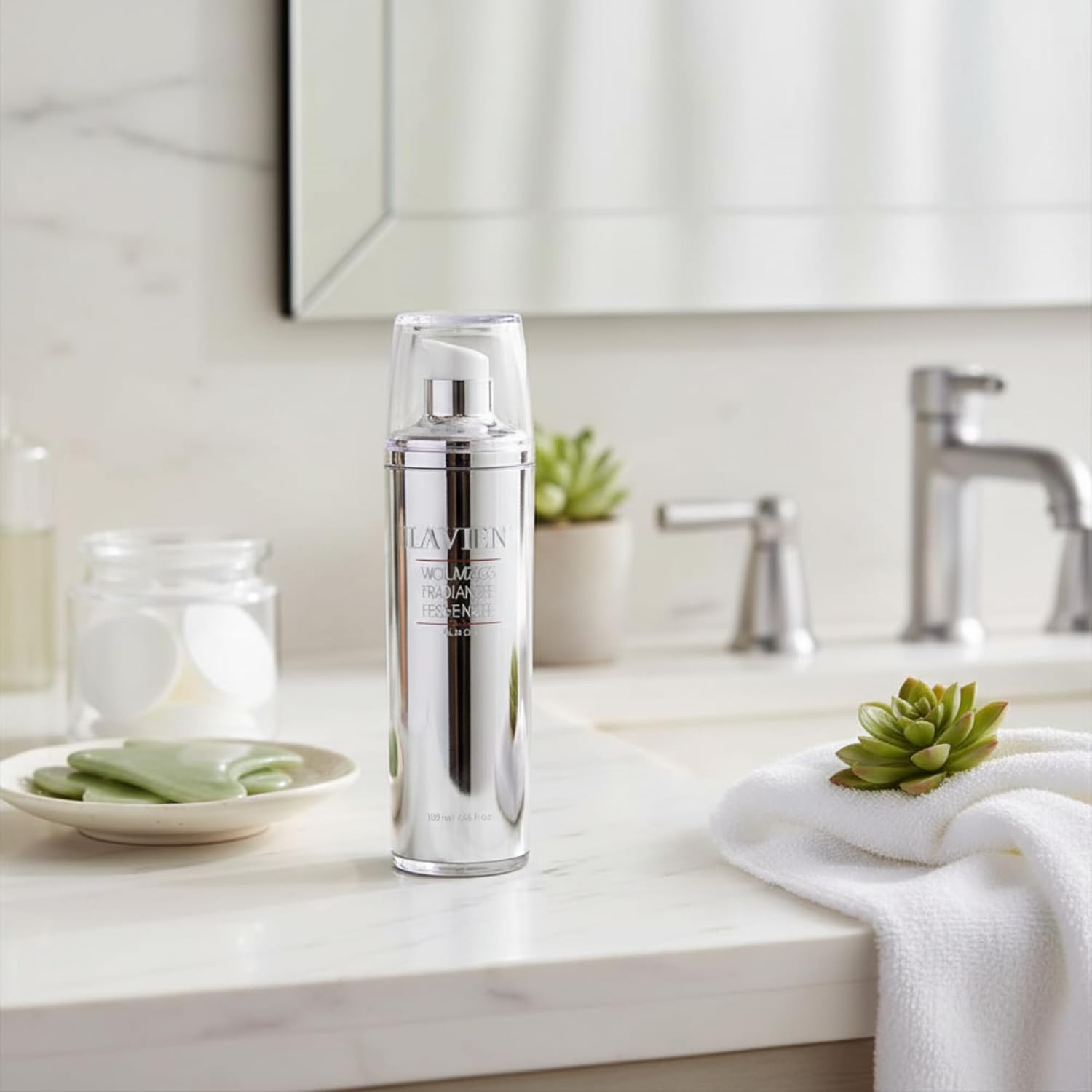 LAVIEN Volumizing Radiance Essence (White) - Facial Serum Bubble Essence - Skin Elasticity and Moisturizer - 1.69 Fl Oz (50ml) Bottle