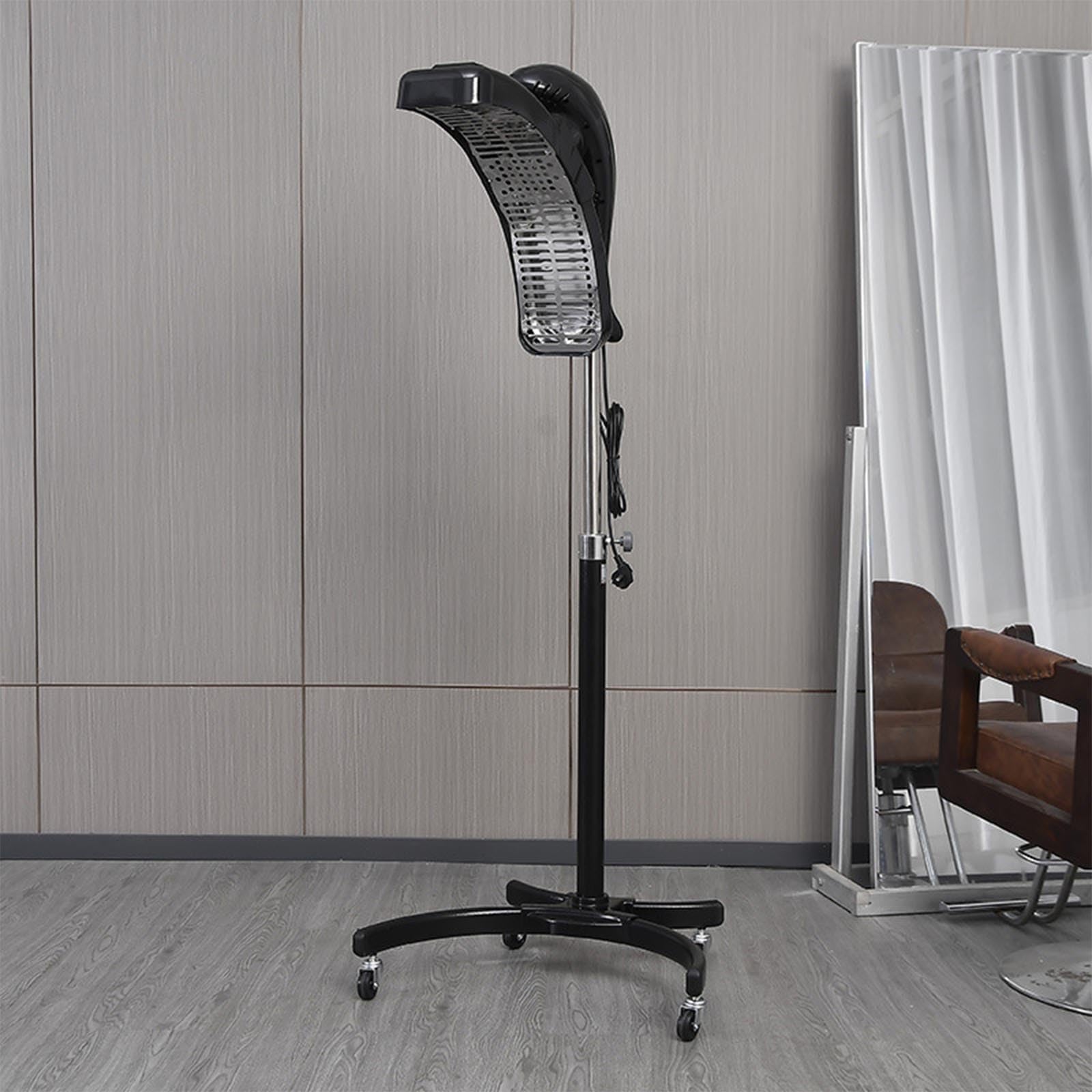 Asciugacapelli Professionale, Attrezzatura Portatile Per Salone Con Pannello Di Controllo Multifunzionale (tempo E Temperatura), Include Supporto Mobile A Rulli, Bianco/nero,A,Black