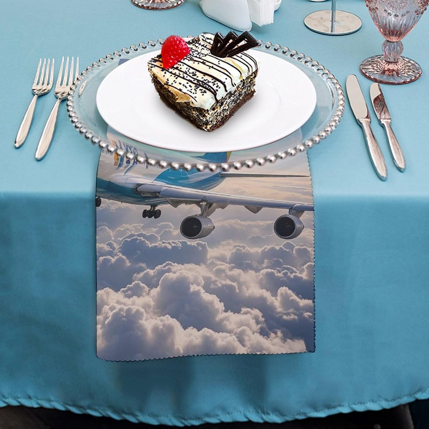 Cloth Napkins Absorbent Dinner Napkins Set of 4 PCS Washable Napkin Airplane Decorative Cloth Napkin Table Accessories for Parties Weddings Cocktail