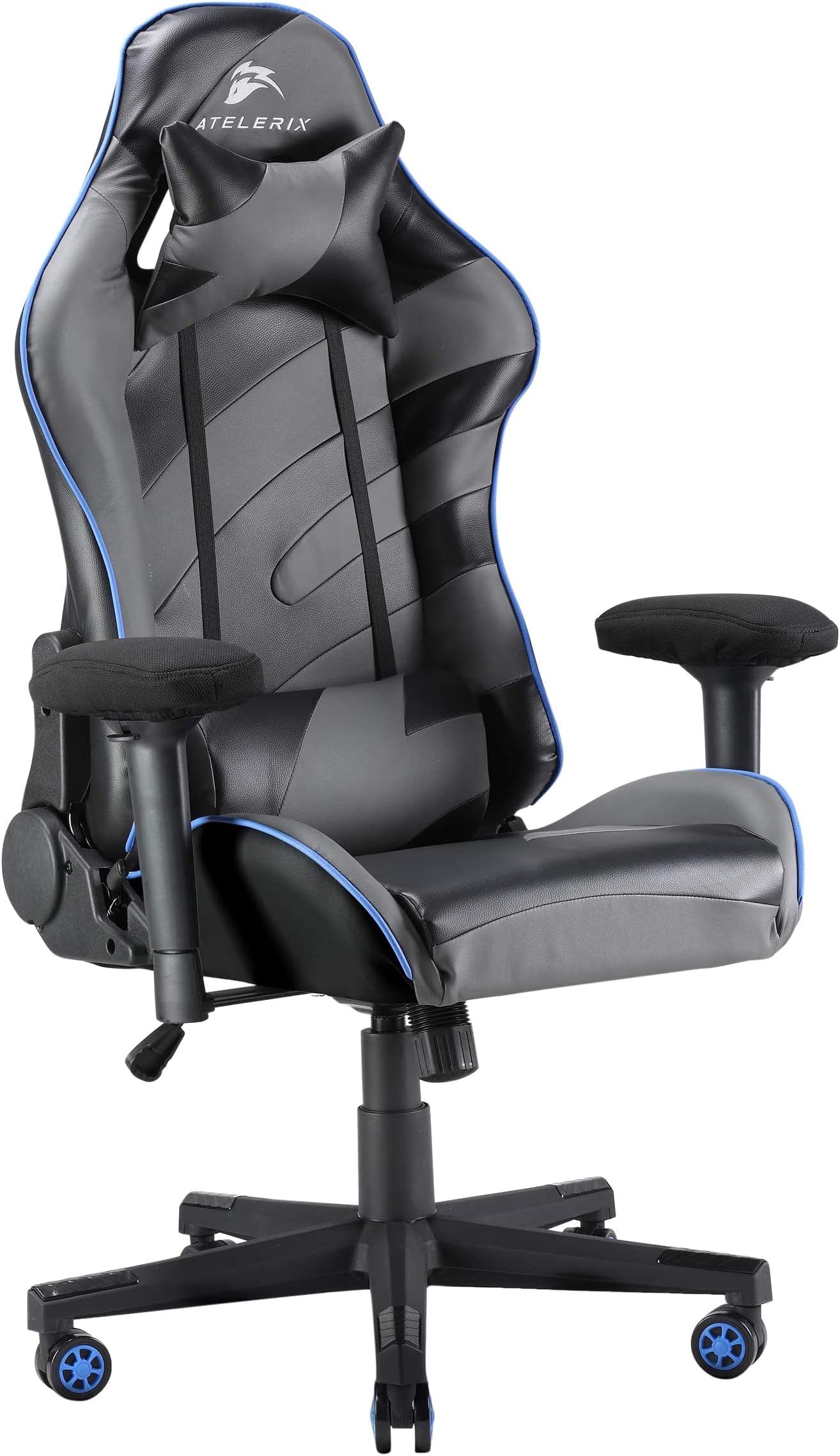 Atelerix Ventris Gaming Chair - PU Leather, Fabric, & Extra Wide Options - Office or Computer Chair - Tilting & Ergonomic Adjustable Swivel Game Chair w/ 4D Covered Armrests, Headrest & Lumbar Support
