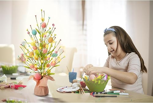 Miniatura 6 de RoseCraft Decoraciones de Pascua, árbol de Pascua artificial de 18 pulgadas preiluminado con adornos delicados, para decoración de fiesta en el