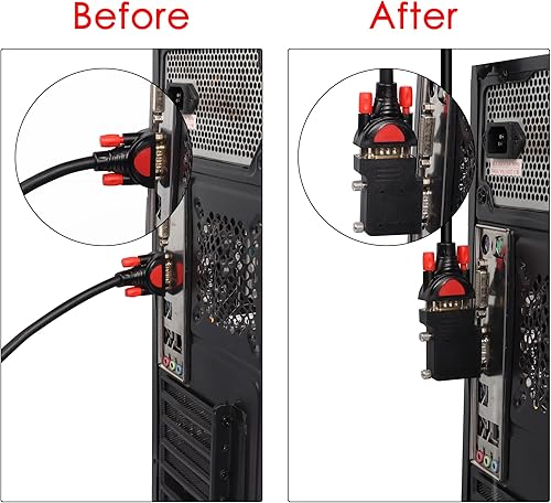 Miniatura 5 de QIANRENON Adaptador de ángulo de 90 grados VGA macho a VGA hembra DB15 macho a hembra conector de ángulo recto VGA extensor de ángulo en forma de L,