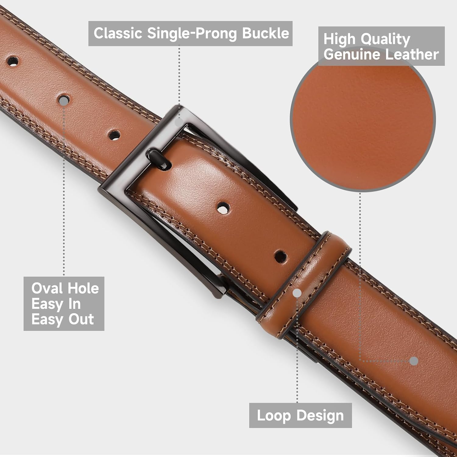 GAEKEAO Mens Dress Belt Genuine Leather Belts for Men 1 1/4" Mens Belts Classic Designs for Work Business and Casual - Image 5
