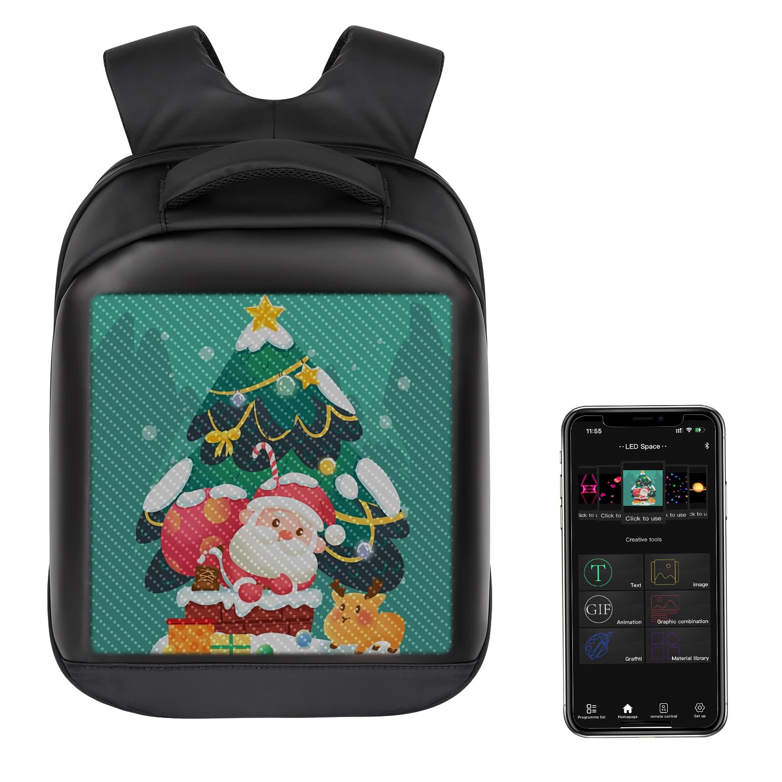 arimepi Led Backpack Multifunctional Laptop Backpack Laptop Backpack with Led Display DIY Fashion Backpack For Daily Use