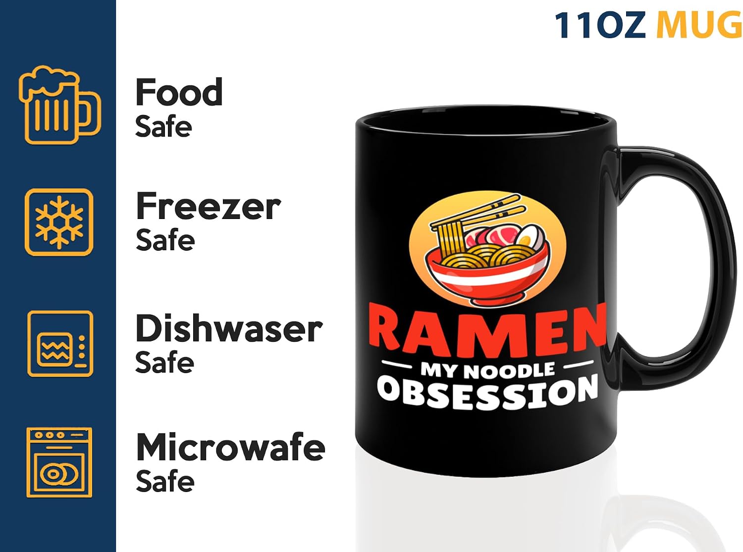 Ramen Lover Coffee Mug 11oz Black -my noodle obsession - Food Lovers chicken pumpkin vegan pantry spicy noodles image 4