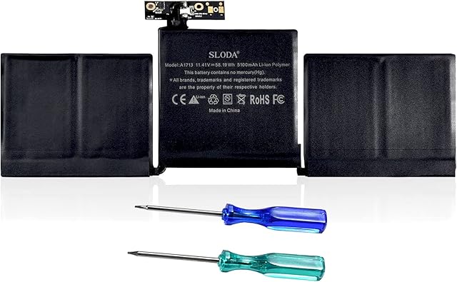 SLODA A1713 A2171 Laptop Battery Replacement for MacBook Pro 13'' A1708 (Late 2016 Mid 2017) A2159 A2289 A2338 (2019 2020) [Li-Polymer 11.41V 5100mAh]