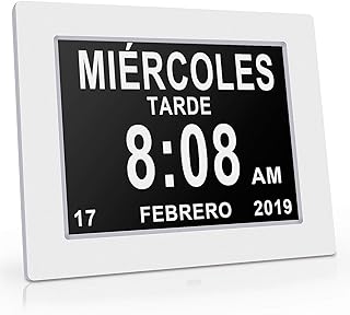 Febelle Marco Reloj Digital Calendario para Fotos Vídeos música para Ancianos y Pacientes 8 Opciones de