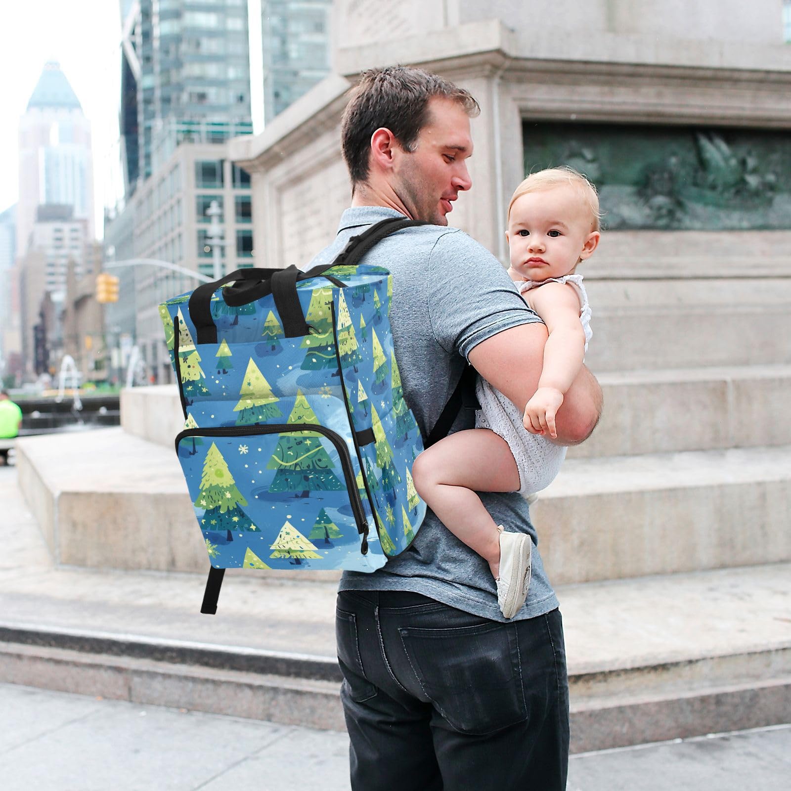 ÁRboles Verdes Invierno Fresco Mochilas de Pañales para Gran Capacidad Pañal Bolso Mochila para Viajar al Aire Libre Mamá y Papá