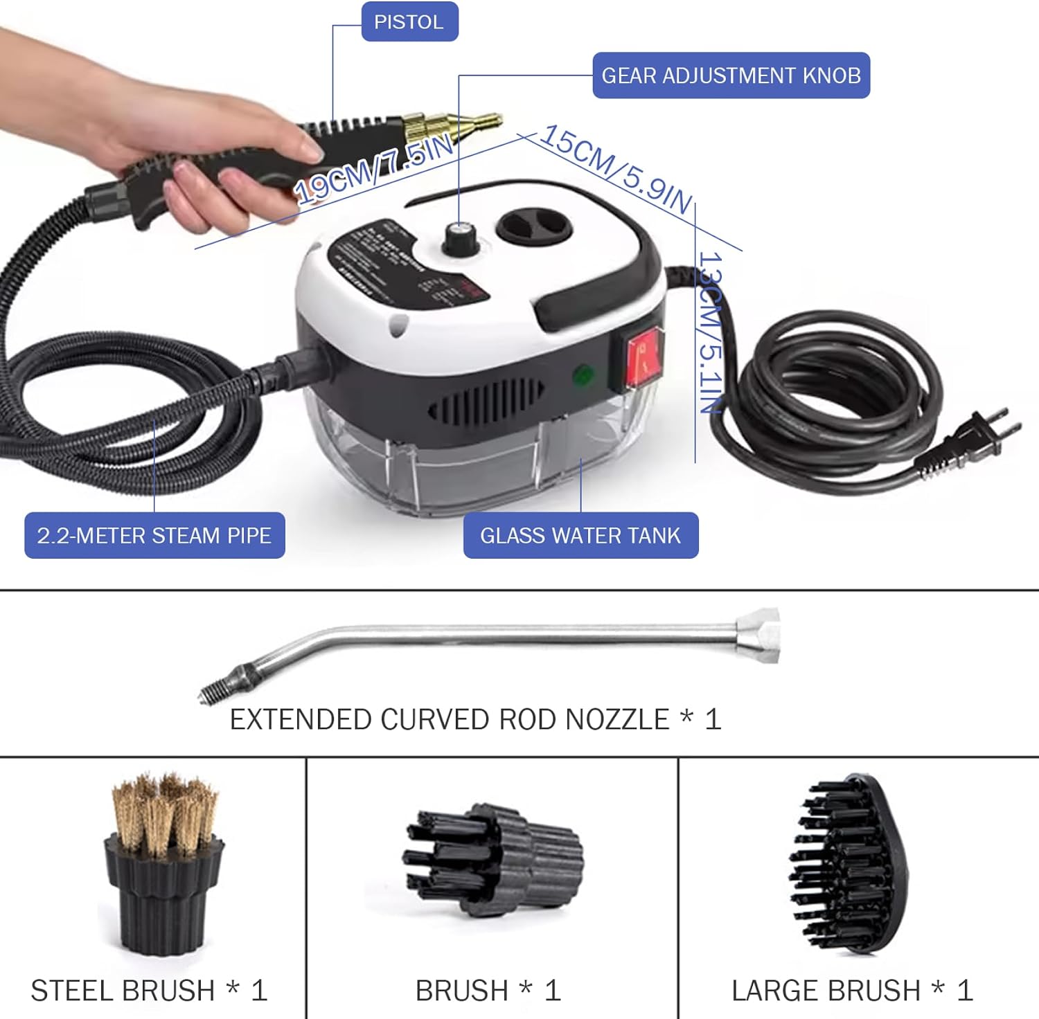 Steam Cleaner for Home Handheld High Pressure Steam Cleaner with Accessories for Dirt Grease Grout Tile Floor Car White, for Home, Steamers for Cleaning, Handheld Stea