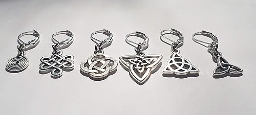 Miniatura 3 de Set of 6 Celtic Stitch Markers - Removable Locking Progress Keepers for Knitting and Crocheting, Knitters, Crochet Earrings