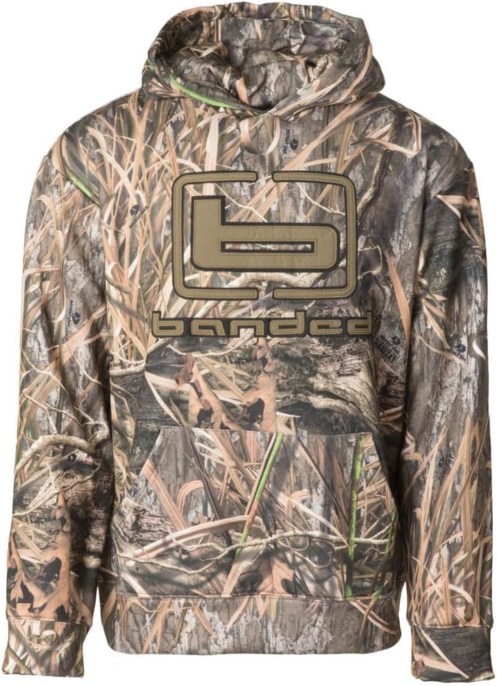 Banded Logo Hoodie – Soft Cotton-Blend Hunting & Casual Sweatshirt with Adjustable Hood (US, Alpha, 3X-Large, Regular, Regular, Standard, Shadowgrass Habitat)