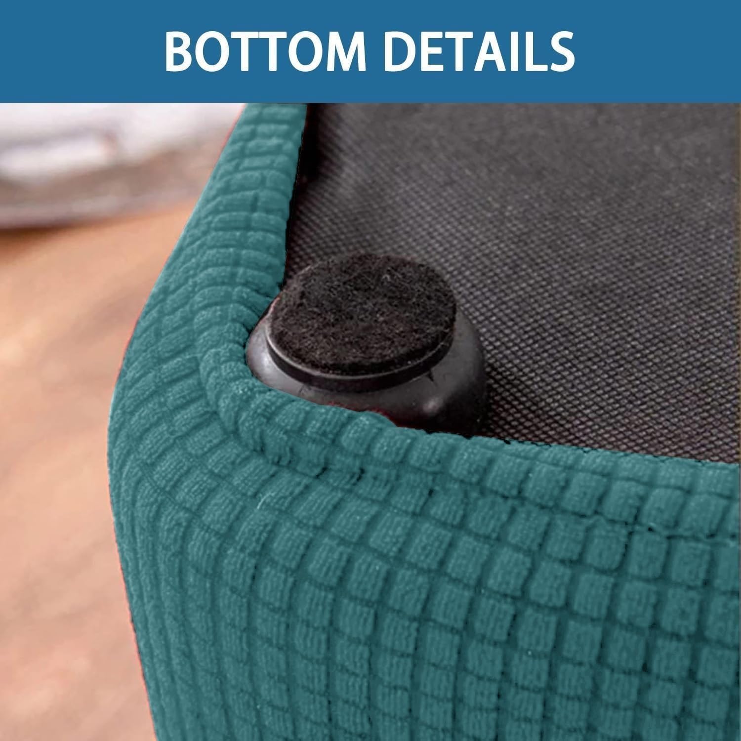 Ottoman Cover Square 36x36 30x30 24x24 26x26 20x20 Jacquard Footstool Slipcovers Stretch Thick Checked with Elastic Bottom Washable Footrest Pouf Sofa Decorative Protector(Army Green,17x17in)