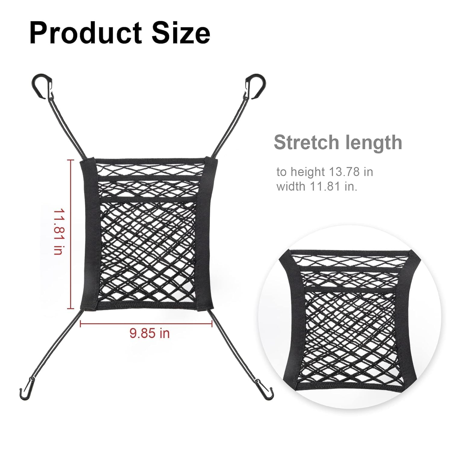 Cheet enterprise 3-Layer Car Mesh Organizer, Backseat Pet Kids Barrier, Cargo Tissue Purse Holder, Seat Back Net Bag, Driver Storage Netting Pouch 3