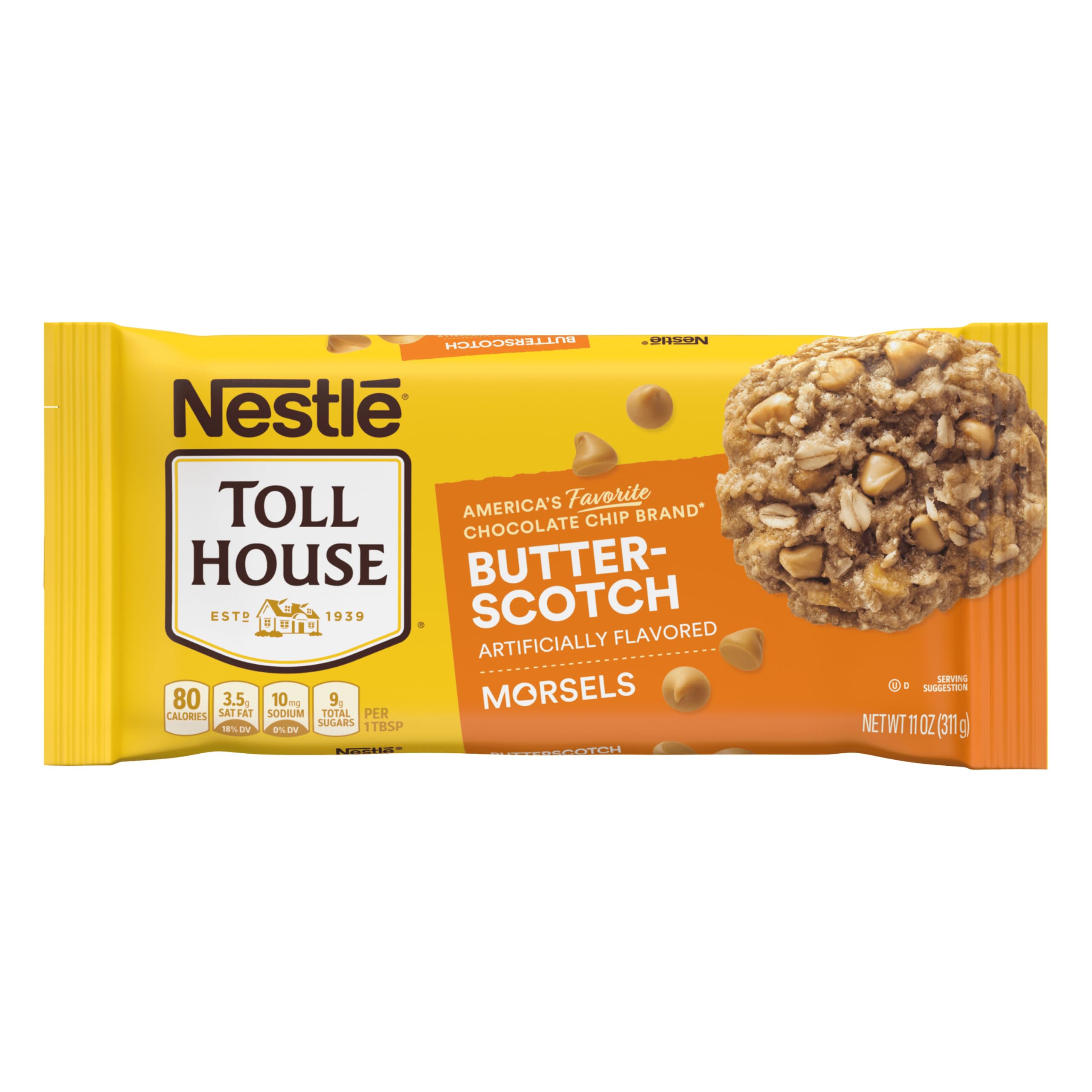 Nestle Toll House Artificially Flavored Butterscotch Chips for Snacking & Baking Chips, Gluten Free Artificially Flavored Butterscotch Morsels 11 oz Bag