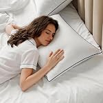 Oreillers plats doux SILUI taille standard ensemble de 2, oreiller avec remplissage alternatif en duvet pour dormeurs sur le côté, le dos et le ventre, 20x26 po, blanc