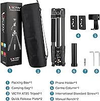 Vista 8 de Trípode DSLR Profesional para Fotografía - Alto, Ligero y Resistente - Miras de Detección, Telescopio y Prismáticos - Unidad de Trípode Completa