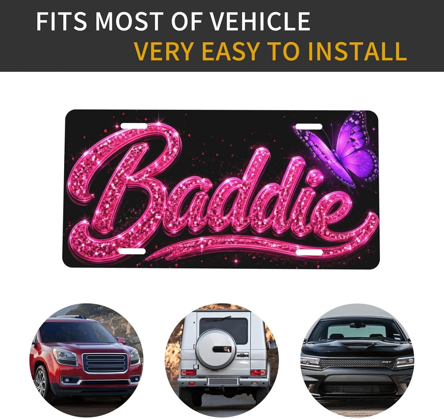 Baddie Funny License Plate - 6x12 Inch Aluminum Novelty Decorative Vanity Metal Front Car Plate for Women Men image 4