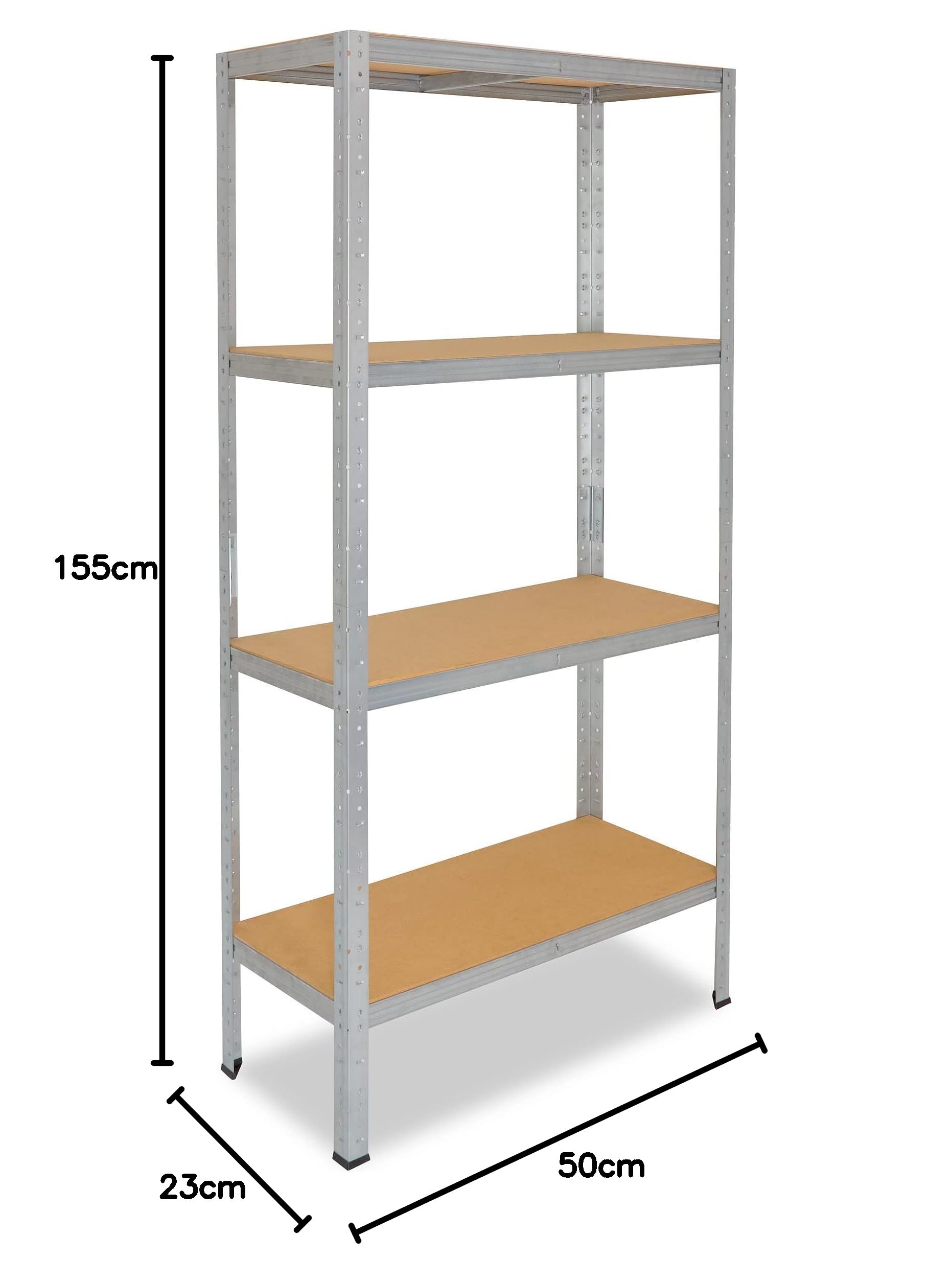 shelfplaza Home 155x50x23 cm Estantería Pesada en galvanizada con 4 baldas y 175 kg de Capacidad de Carga por balda