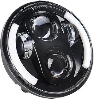 faro de motocicleta Faro delantero de 5,75 pulgadas, color negro, para Dyna Para Sportster Softail, 5 3/4". 1 luz LED auxiliar negra para motocicleta. Foco LED para motocicleta.