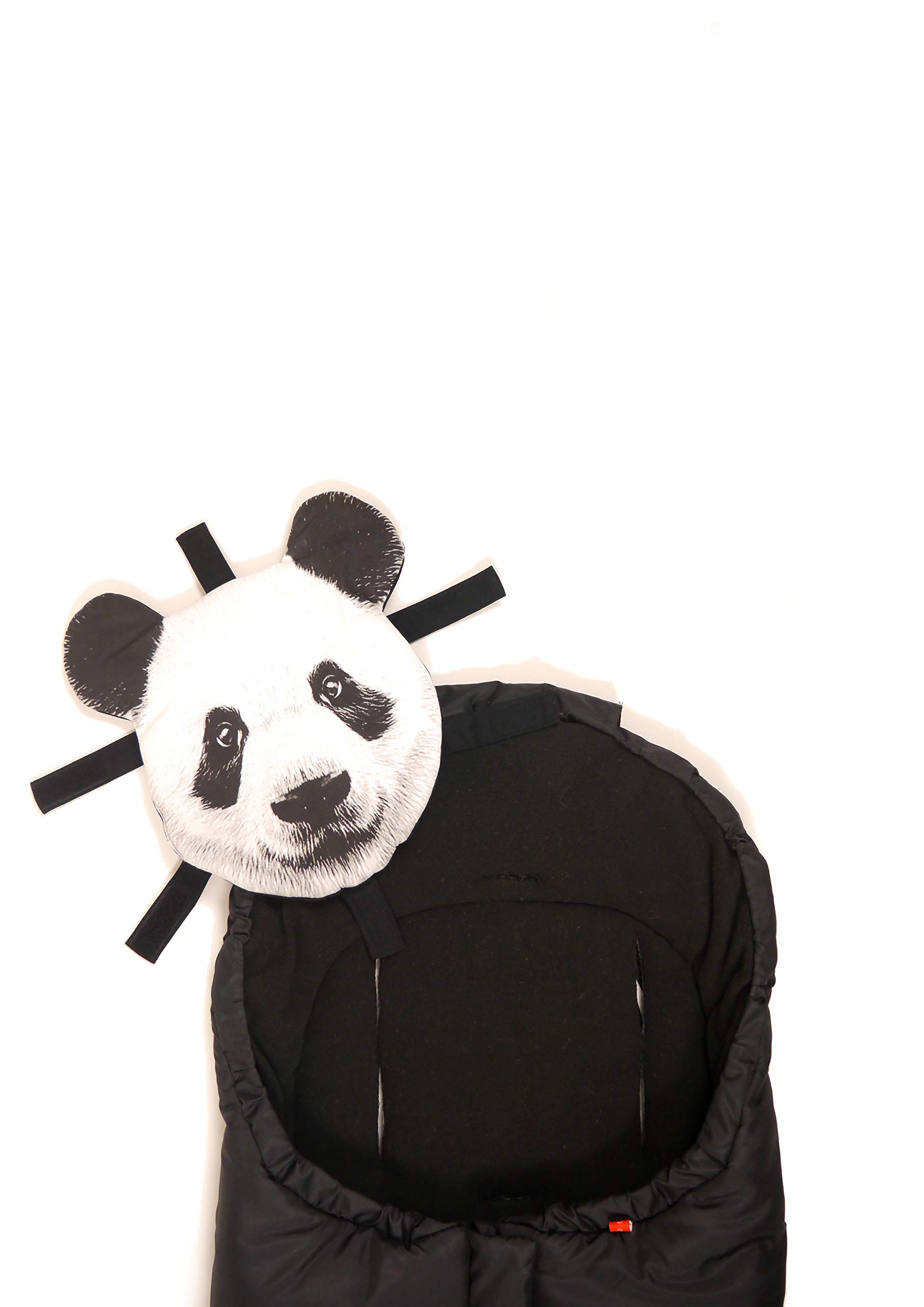 Kaiser 6566125 Kinderwagen Fußsack Panda - mit herausnehmbarem Tiergesicht, black, schwarz