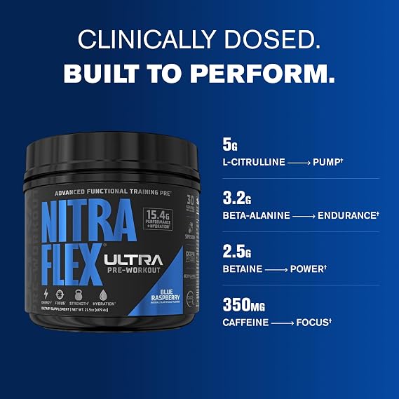 GAT SPORT NITRAFLEX Ultra, Blue Raspberry, 21.5 oz (30 Servings)