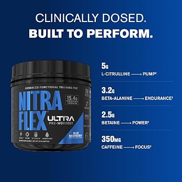 GAT SPORT NITRAFLEX Ultra, Blue Raspberry, 21.5 oz (30 Servings)