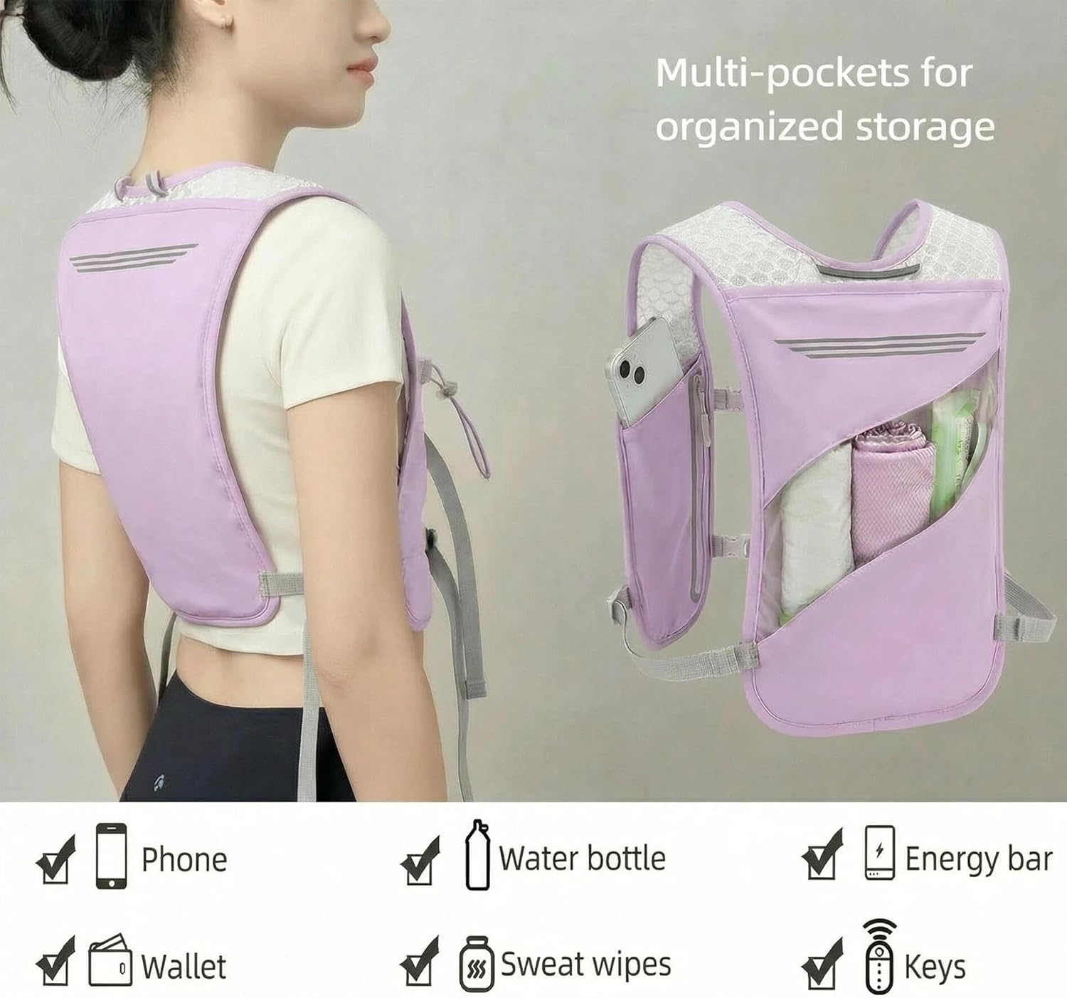 Running Vest for Women Men Hydration Backpack with 500ml Soft Flask Lightweight Water Pack