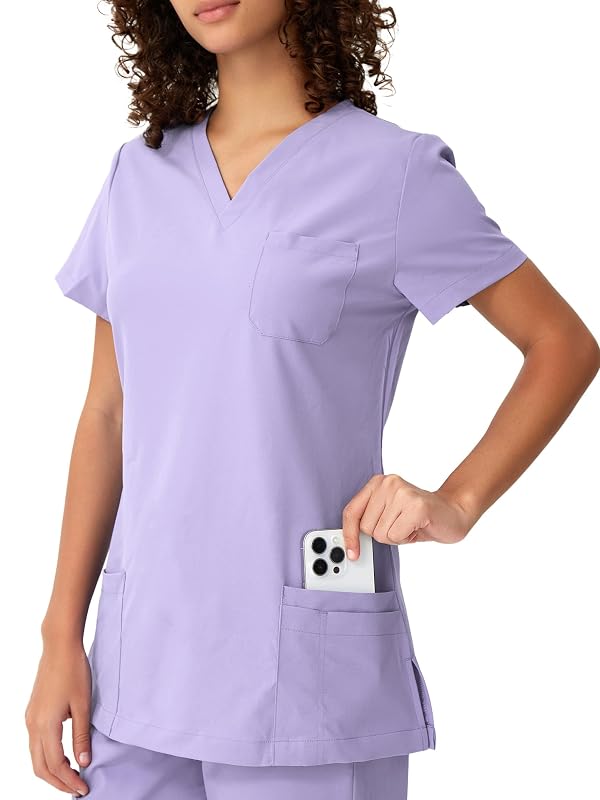 floralhue Scrubs for Women, V-Neck Scrubs Top & Cargo Pants with 10 Pockets, Light Purple, 4XL by floralhue - Used condition - Image 7