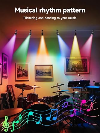 Tyute RGB LED Spotlights, Color Changing Picture Light for Wall with App & Remote, Music Sync, Ambient Lighting Indoor Spotlight for Living Room Bedroom Gaming Decor