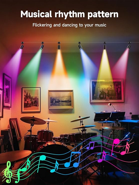 Tyute RGB LED Spotlights, Color Changing Picture Light for Wall with App & Remote, Music Sync, Ambient Lighting Indoor Spotlight for Living Room Bedroom Gaming Decor