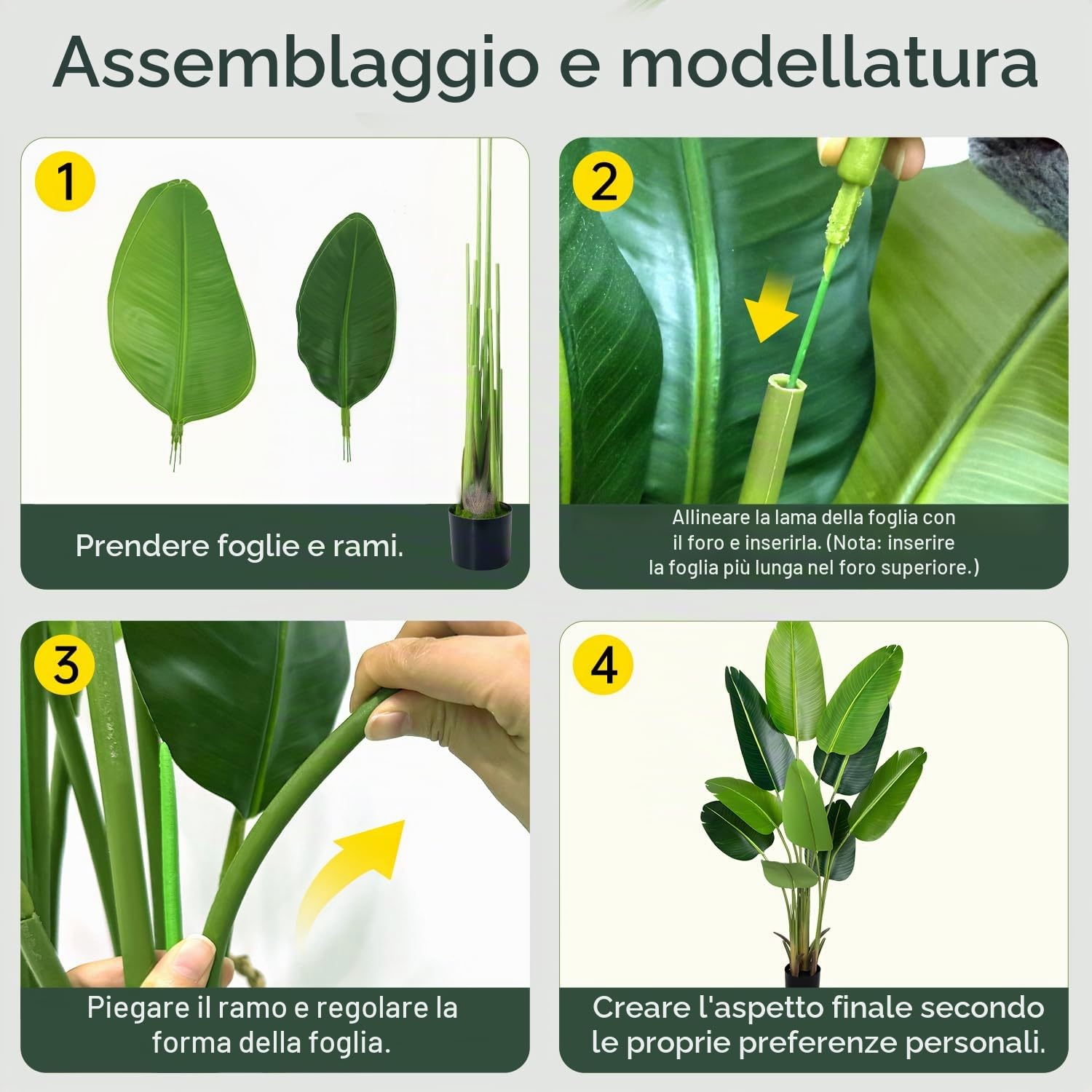 Pianta Artificiale Uccello del Paradiso 160 cm, Palma Tropicale Artificiale con 10 Foglie, Piante Artificiali in Vaso per Decorazione Interni Esterni, Soggiorno, Ufficio, Giardino, Regalo