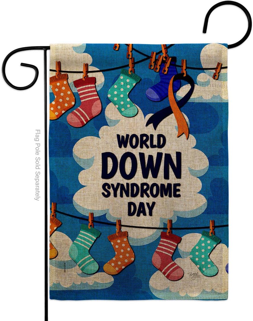 World Down Syndrome Day Burlap Burlap Garden Flag Support Awareness Inspirational Survivor Ribbon Prevention Cancer Autism Breast BLM Small Gift Yard House Banner Double-Sided Made In USA 13 X 18.5