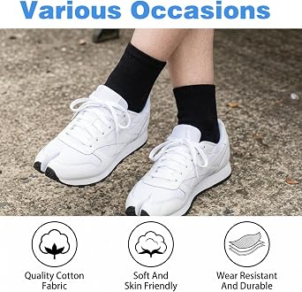 Yolev 6 Pairs Split Toe Socks, Japanese Socks, Soft Cotton Tabi Socks, Elastic Big Toe Geta Socks with Toes Separated for Women Men Unisex (Black, White and Gray)