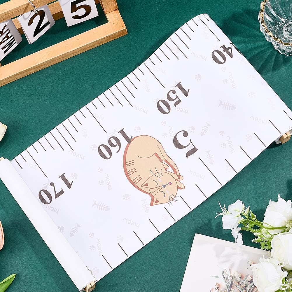 CREATCABIN Cat Growth Chart for Wall Cartoon Height Growth Chart Wall Hanging Growth Chart Ruler Measurement Wall Decor Removable Height Growth Chart for Home Living Room Decoration Nursery 4.9 FT
