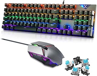 WESDAR Mechanical Keyboard and Mouse Combo Wired RGB LED Backlit Gaming Mechanical Keyboard, Gaming Mouse for Windows PC Gamers (Mechanical Keyboard Mouse Set)
