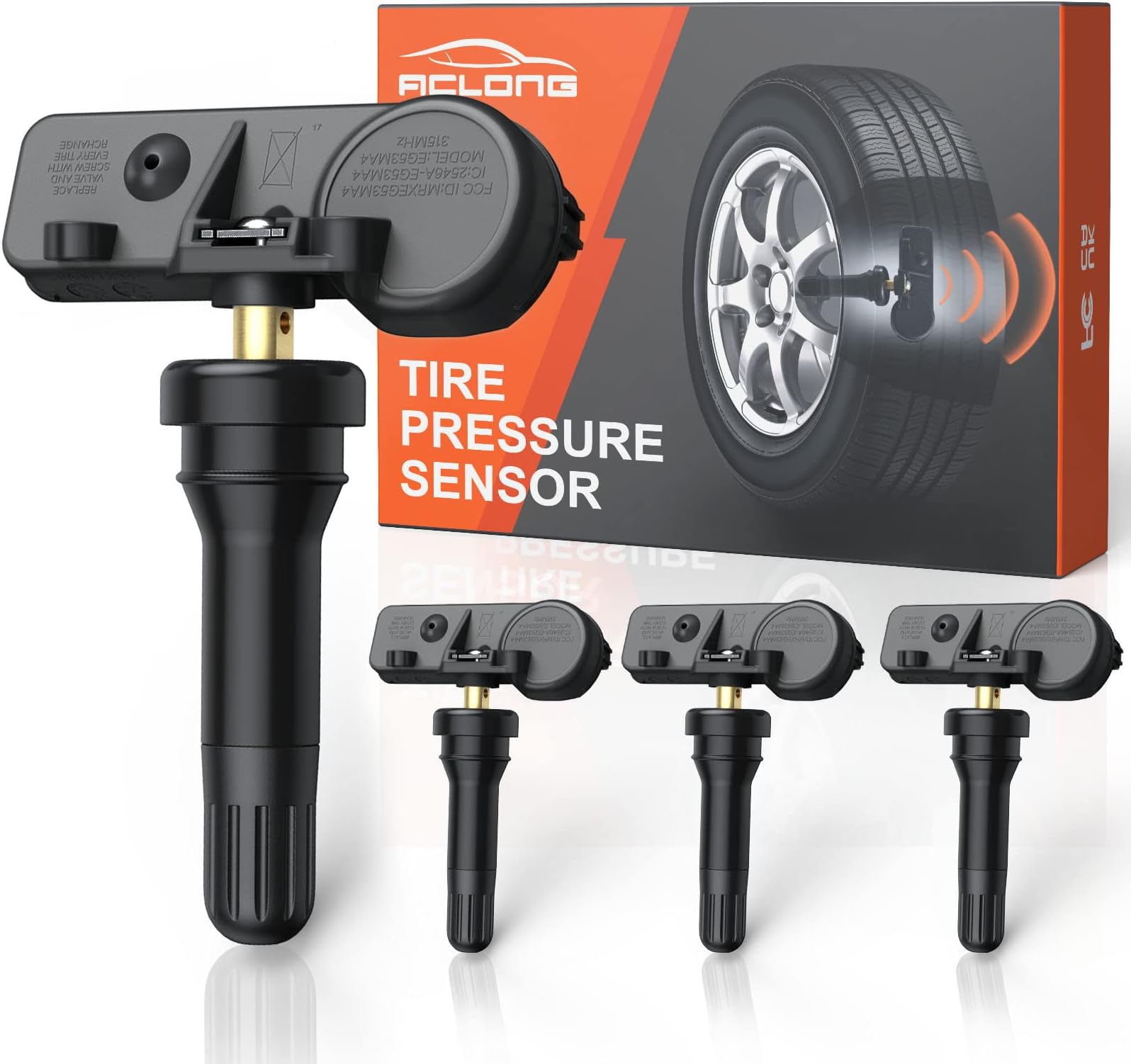 ACLONG TPMS Sensor Compatible with Chrysler 300 Challenger, Dodge Grand Caravan, Ram 1500 2500 3500 4500 5500, Jeep Compass Grand Cherokee Wrangler, 433 MHz Tire Pressure Sensors, 56029398AB 4 pcs
